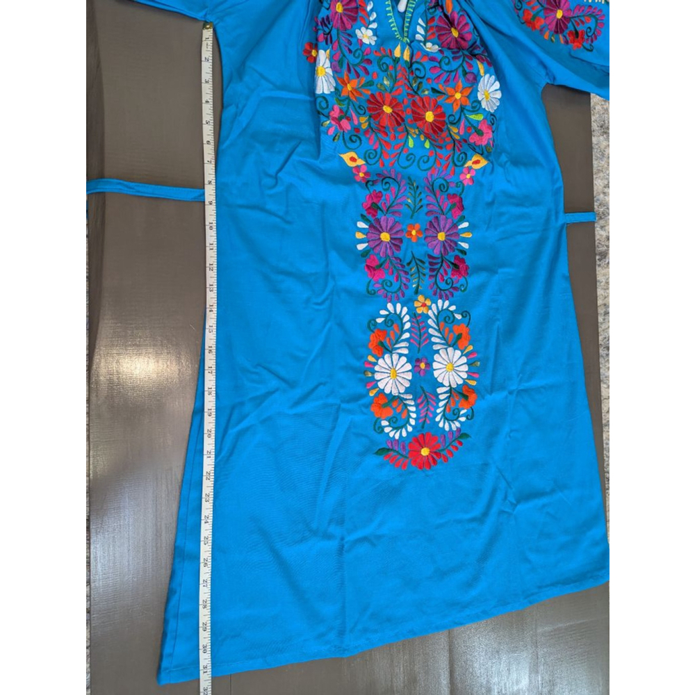 Traditional Mexican style dress in Blue - Picture 3 of 4